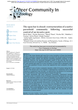 Restructuration of a Native Parasitoid Community Following Successful Control of an Invasive Pest