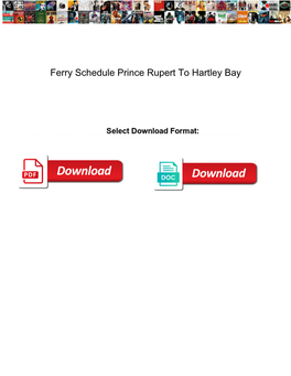 Ferry Schedule Prince Rupert to Hartley Bay