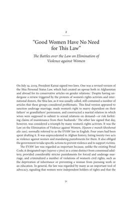 “Good Women Have No Need for This Law” the Battles Over the Law on Elimination of ­Violence Against Women