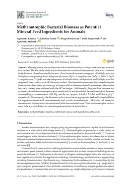 Methanotrophic Bacterial Biomass As Potential Mineral Feed Ingredients for Animals