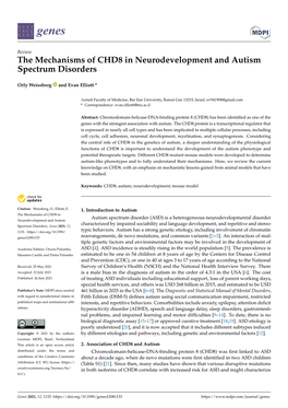 The Mechanisms of CHD8 in Neurodevelopment and Autism Spectrum Disorders