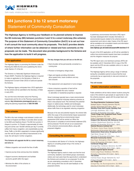 M4 Junctions 3 to 12 Smart Motorway Statement of Community Consultation