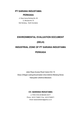 (Delh) Industrial Zone of Pt Sarana Industama Perkasa