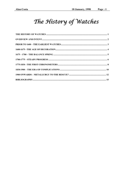 The History of Watches