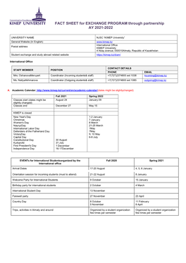 2021-2022 Fact Sheet KIMEP University