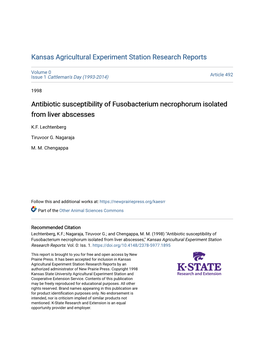 Antibiotic Susceptibility of Fusobacterium Necrophorum Isolated from Liver Abscesses