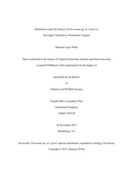 Distribution and Life History of Chrosomus Sp. Cf. Saylori in The