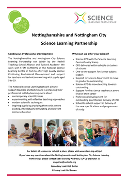 Nottinghamshire and Nottingham City Science Learning Partnership