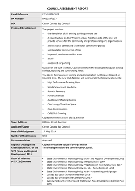 Development Assessment Report Concord Oval