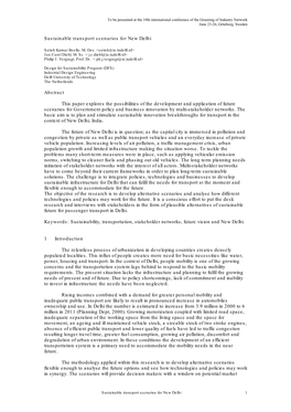 Sustainable Transport Scenarios for New Delhi Abstract This Paper