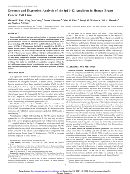 Genomic and Expression Analysis of the 8P11–12 Amplicon in Human Breast Cancer Cell Lines