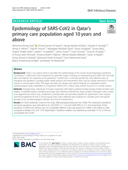 Epidemiology of SARS-Cov2 in Qatar's Primary Care Population