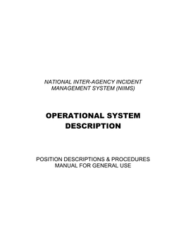 National Inter-Agency Incident Management System (Niims)