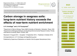 Carbon Storage in Seagrass Soils: J