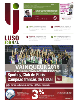 Sporting Club De Paris Campeão Francês De Futsal 21 Clube Franco-Português Já Ganhou 11 Títulos Nacionais SCP B U P 02 Política Le 01 Juin 2016