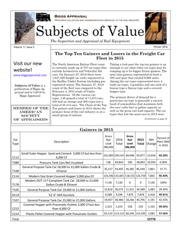 Subjects of Value the Inspection and Appraisal of Rail Equipment