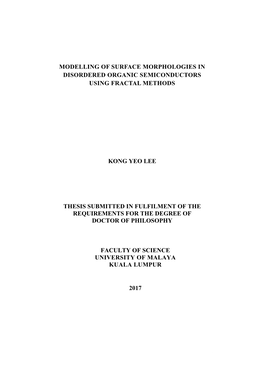 Modelling of Surface Morphologies in Disordered Organic Semiconductors Using Fractal Methods