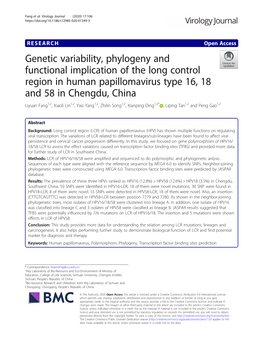 Genetic Variability, Phylogeny and Functional Implication of the Long Control Region in Human Papillomavirus Type 16, 18 and 58