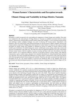 Women Farmers' Characteristics and Perception Towards Climate