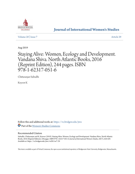 Staying Alive: Women, Ecology and Development