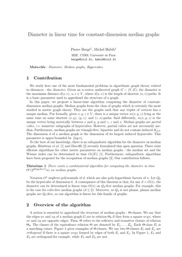 Diameter in Linear Time for Constant-Dimension Median Graphs