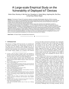 A Large-Scale Empirical Study on the Vulnerability of Deployed Iot Devices