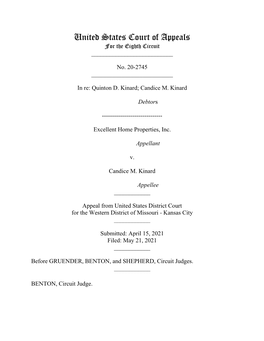 United States Court of Appeals for the Eighth Circuit ______