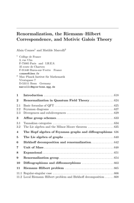 Renormalization, the Riemann–Hilbert Correspondence, and Motivic Galois Theory