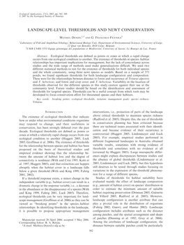 Landscape-Level Thresholds and Newt Conservation