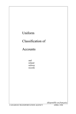Uniform Classification of Accounts and Related Railway Records