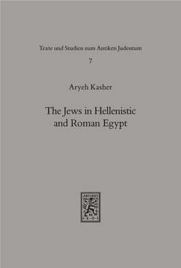 The Jews in Hellenistic and Roman Egypt