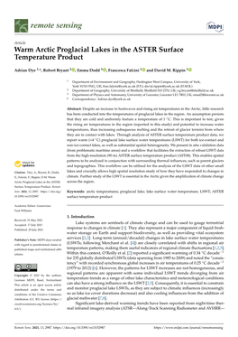 Warm Arctic Proglacial Lakes in the ASTER Surface Temperature Product