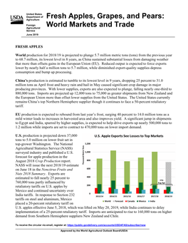 Fresh Apples, Grapes, and Pears: World Markets and Trade