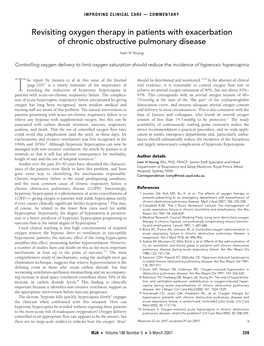 Revisiting Oxygen Therapy in Patients with Exacerbation of Chronic Obstructive Pulmonary Disease