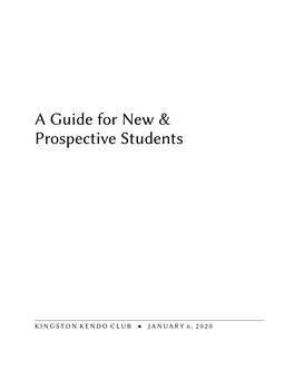 Guide for New and Prospective Students