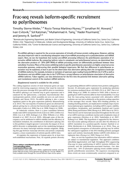 Frac-Seq Reveals Isoform-Specific Recruitment to Polyribosomes