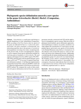 Phylogenetic Species Delimitation Unravels a New Species in the Genus Sclerorhachis (Rech.F.) Rech.F