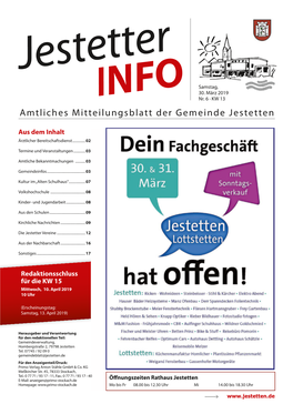 Amtliches Mitteilungsblatt Der Gemeinde Jestetten