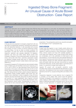 An Unusual Cause of Acute Bowel Obstruction- Case Report