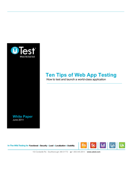 Ten Tips of Web App Testing How to Test and Launch a World-Class Application