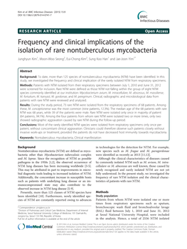 Frequency and Clinical Implications of the Isolation of Rare Nontuberculous Mycobacteria