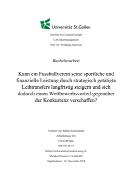 Kann Ein Fussballverein Seine Sportliche Und Finanzielle Leistung