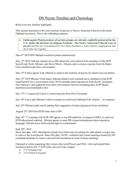 DN Peyote Timeline and Chronology