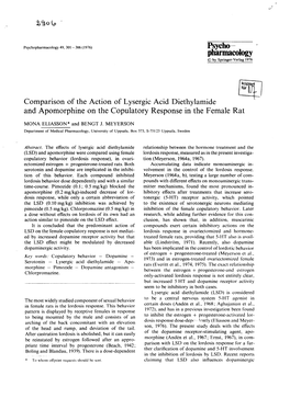Pharmacology 49, 301 - 306 (1976) Psycho- ' Pharmacology © by Springer-Verlag 1976