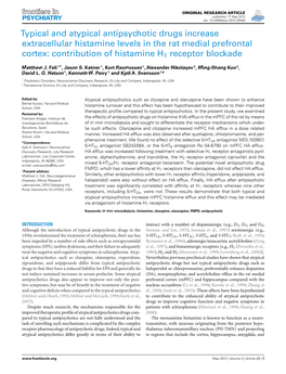 Typical and Atypical Antipsychotic Drugs Increase Extracellular Histamine Levels in the Rat Medial Prefrontal Cortex: Contribution of Histamine H1 Receptor Blockade