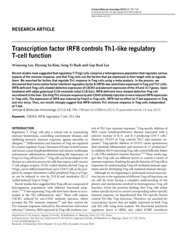 Transcription Factor IRF8 Controls Th1-Like Regulatory T-Cell Function