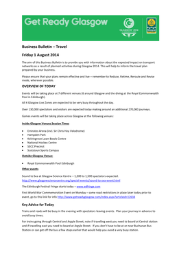 Business Bulletin – Travel Friday 1 August 2014