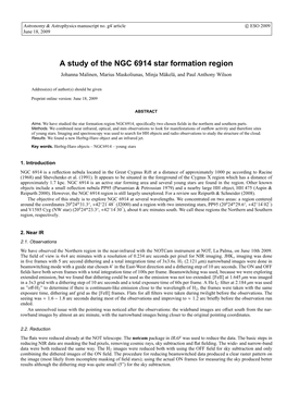 A Study of the NGC 6914 Star Formation Region Johanna Malinen, Marius Maskoliunas, Minja M¨Akel¨A, and Paul Anthony Wilson