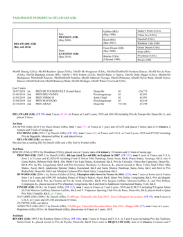 TAILORMADE PEDIGREE for DELAWARE (GB)