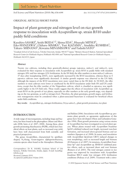 Impact of Plant Genotype and Nitrogen Level on Rice Growth Response to Inoculation with Azospirillum Sp